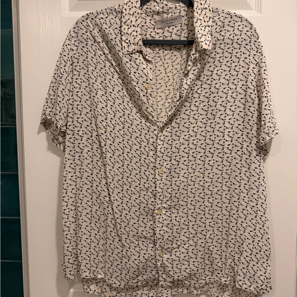 All Saints Music Note Button-Up Shirt